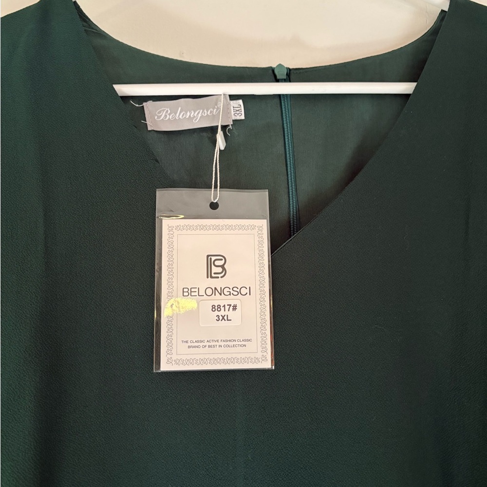 Green V-Neck Dress - Picture 4 of 4